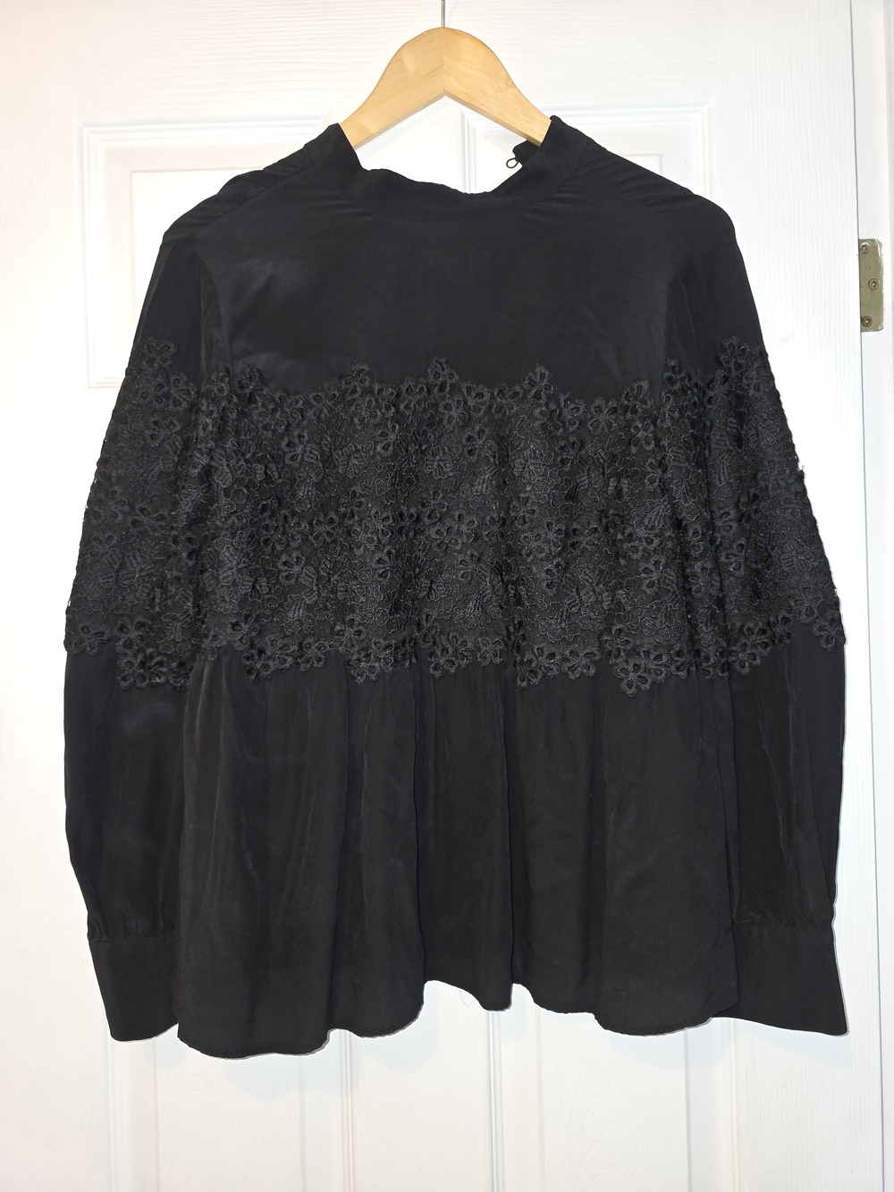 & Other Stories Black Lace Yoke Long Sleeve Blouse